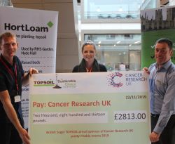 TOPSOIL Presents Cheque to Cancer Research UK