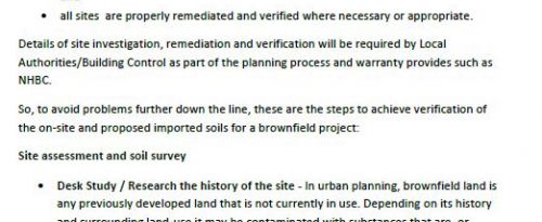 Dealing with soils on brownfield sites